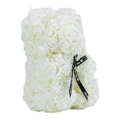 Medvídárek Romantic medvedík z ruží 25cm darčekovo balený - biely zasypaný červenými lístkami