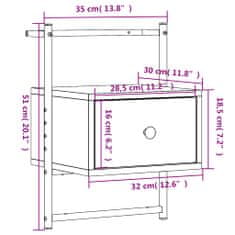 Petromila vidaXL Nočné skrinky nástenné 2 ks dymový dub 35x30x51cm kompoz. drevo