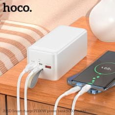 Hoco Power Bank Smart (J111D) - 2x USB, Type-C, Micro-USB, PD30W, with LED for Battery Check and Lanyard, 50000mAh - Black