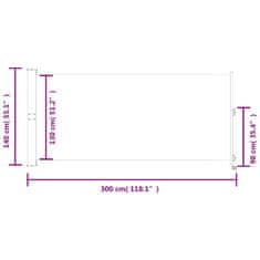 Vidaxl Zaťahovacia bočná markíza na terasu 140x300 cm krémová