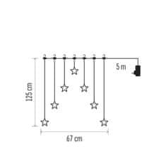 EMOS LED vianočný záves – 7 hviezd, 67x125 cm, vnútorný, teplá biela