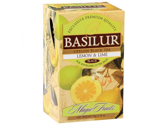 Basilur BASILUR Lemon Lime - Cejlónsky čierny čaj s prírodnou citrónovou a limetkovou arómou, 25x2 g