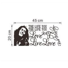 PIPPER. Samolepka na stenu "Miluj život - Bob Marley" 30x70cm