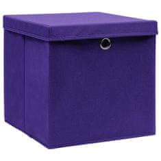 Vidaxl Úložné boxy s vekom 10 ks, 28x28x28 cm, fialové