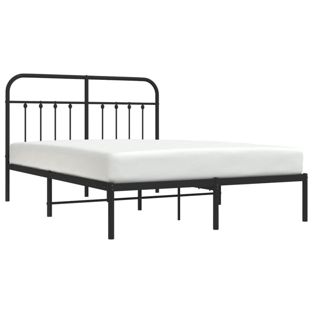 Vidaxl Kovový rám postele s čelom čierny 135x190 cm