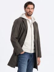 OMBRE Pánsky kabát crombie Gauddle grafitovo-khaki XL
