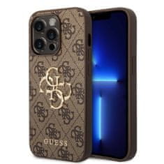 Guess Zadný kryt PU 4G Metal Logo pre iPhone 15 Pro Max Brown