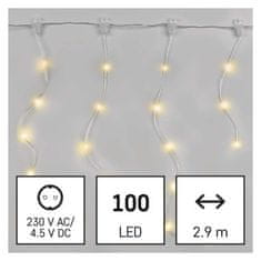 EMOS LED vianočná drop reťaz – cencúle, 2,9 m, vonkajšia aj vnútorná, teplá biela, programy