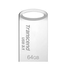 Transcend 64GB JetFlash 710S, USB 3.1 Gen 1 flash disk, malé rozmery, strieborný kov