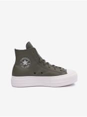 Converse Kaki dámske kožené členkové tenisky na platforme Converse Chuck Taylor All Star Lift 39