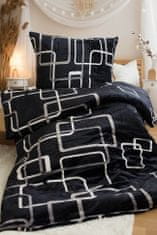 Jerry Fabrics Obliečky mikroflanel Štvorce čiernobiele 140x200, 70x90 cm