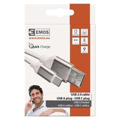 EMOS Nabíjací a dátový kábel USB-A 2.0 / USB-C 2.0, 1 m, biely