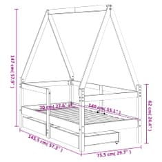 Petromila vidaXL Rám detskej postele so zásuvkami biely 70x140 cm mas. borovica