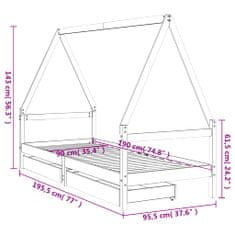 Petromila vidaXL Rám detskej postele zásuvky čierny 90x190 cm masívna borovica