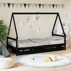 Petromila vidaXL Rám detskej postele zásuvky čierny 90x190 cm masívna borovica
