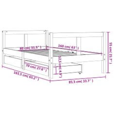 Petromila vidaXL Rám detskej postele zásuvky biely 80x160 cm masívna borovica