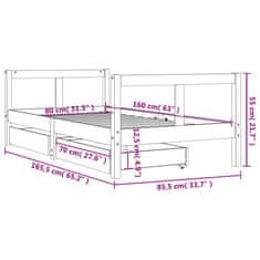 Vidaxl Rám detskej postele 80x160 cm masívna borovica