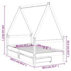 Vidaxl Rám detskej postele čierny 80x160 cm masívna borovica