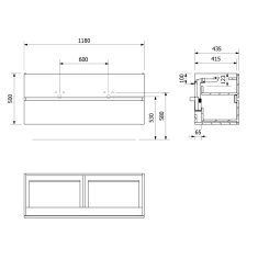 SAPHO ODETTA umývadlová skrinka 118x50x43, 5cm, antracit matný DT120-3434 - Sapho