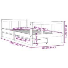 Vidaxl Rám detskej postele zásuvky biely 90x190 cm masívna borovica