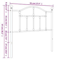 Vidaxl Kovové čelo postele biele 90 cm