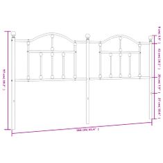 Vidaxl Kovové čelo postele biele 160 cm