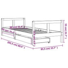 Petromila vidaXL Rám detskej postele so zásuvkami čierny 80x200 cm mas. borovica