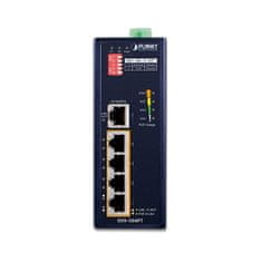 Planet ISW-504PT Priemyselný Switch 5x RJ-45, VLAN + Extend, -40~+75°C, PoE+ 802.3af/at 120W, 12-48VDC power-in