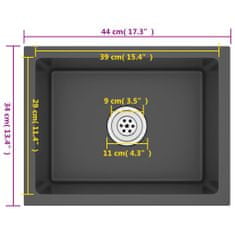Vidaxl Ručne vyrobený kuchynský drez, čierny, nehrdzavejúca oceľ