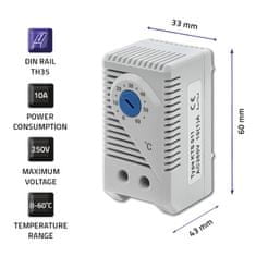 Qoltec Uzatvárací termostat 10A | DIN 35