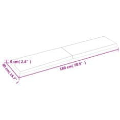 Vidaxl Stolová doska tmavosivá 180x40x6 cm ošetrený dub živé hrany