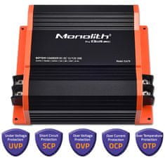 Qoltec Nabíjačka Monolith DC-DC pre prídavnú batériu LiFePO4 AGM GEL 12V - 12V | 20A | 250W