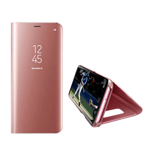 Bomba Zrkadlový silikónový otvárací obal pre Samsung - ružový FL003PINK_SAM-J6PLUS_-2018-