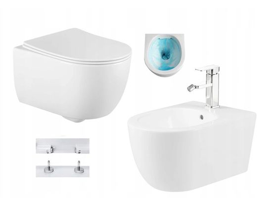 Mexen Carmen Rimless, závesná WC misa so sedátkom + bidet, biela, 30880400+35884900