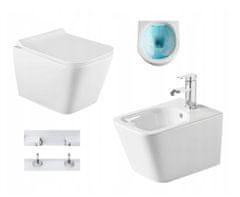 Mexen TEO Rimless wc misa závesná so sedátkom + bidet TEO, biela, 30850700+35855100