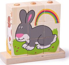 Bigjigs Toys Drevené nasadzovacie kocky ANIMALS