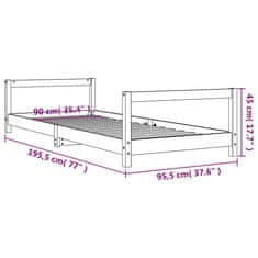 Vidaxl Rám detskej postele čierny 90x190 cm masívna borovica