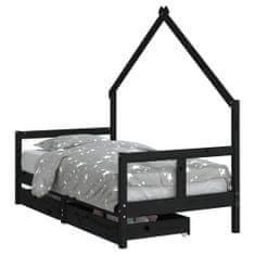 Petromila vidaXL Rám detskej postele zásuvky čierny 80x160 cm masívna borovica