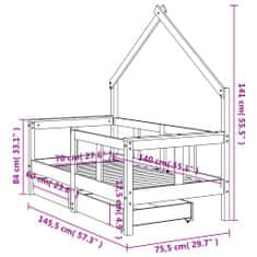 Vidaxl Rám detskej postele so zásuvkami biely 70x140 cm mas. borovica