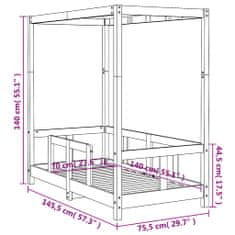 Petromila vidaXL Rám detskej postele čierny 70x140 cm masívna borovica