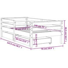 Vidaxl Rám detskej postele so zásuvkami biely 70x140 cm mas. borovica