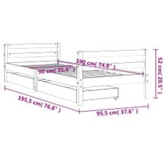 Petromila vidaXL Rám detskej postele so zásuvkami 90x190 cm masívna borovica