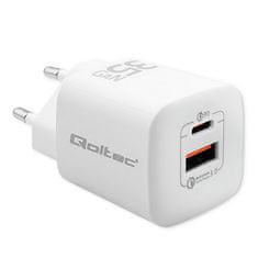 Qoltec Sieťová nabíjačka 35W GaN ULTRA | 5-20V | 2,25-3A | 1 x USB typ C PD | 1 x USB | Biela