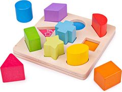 Bigjigs Toys Drevené kocky CUBES tvary a farby