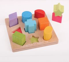 Bigjigs Toys Drevené kocky CUBES tvary a farby