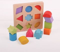 Bigjigs Toys Drevené kocky CUBES tvary a farby