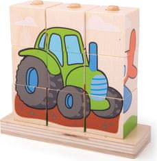 Bigjigs Toys Drevené nasadzovacie kocky CARS