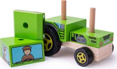 Bigjigs Toys Drevený nasadzovací traktor TRACTOR