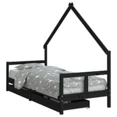 Petromila vidaXL Rám detskej postele so zásuvkami čierny 80x200 cm mas. borovica