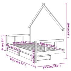 Petromila vidaXL Rám detskej postele zásuvky biely 90x190 cm masívna borovica